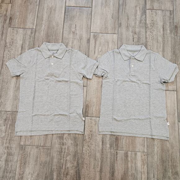 Gap Kids Polo Shirt Lot of 2 Boys M Gray Uniform Short Sleeve School Basics - Picture 1 of 8